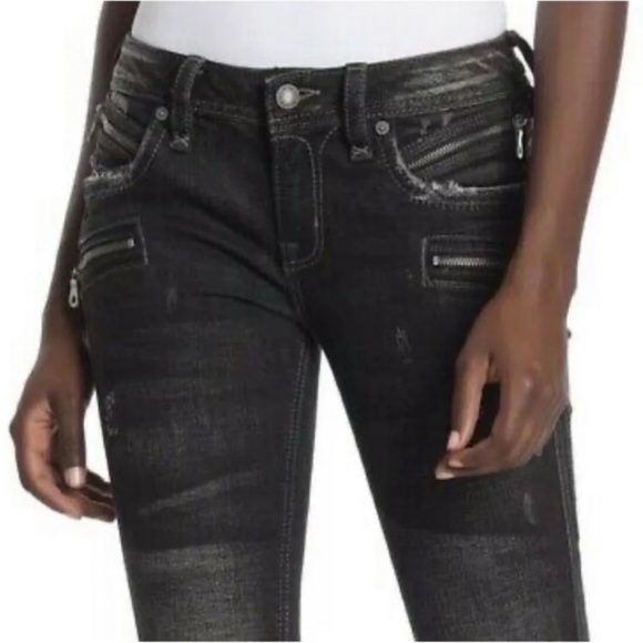 Rock Revival Moto Black Cladelle Jeans Size 29 8 - Picture 9 of 10